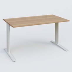Gamme K1 - Plans droits - K1 Plateau droit 120x80 pieds fixe. Plateau Noyer et pietement Blanc