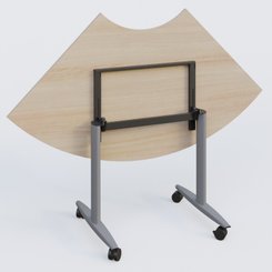 [Pas de famille] - [Pas de sous famille] - Module 1/4 de couronne pour table abattante gamme Design 120*120 cm. Plateau Acacia et pietement Aluminium.