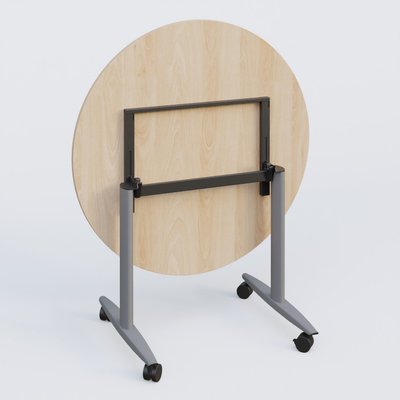 TABLES ABATTANTES - New Design - Table ronde abattante gamme Design D110 cm. Plateau Hêtre et pietement Aluminium.