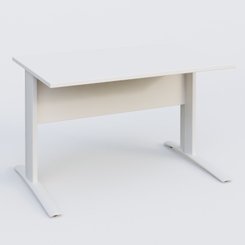 Gamme K1 - Plans droits - K1 Plateau droit 120x80 avec voile de fond bois. Plateau Blanc et pietement Blanc