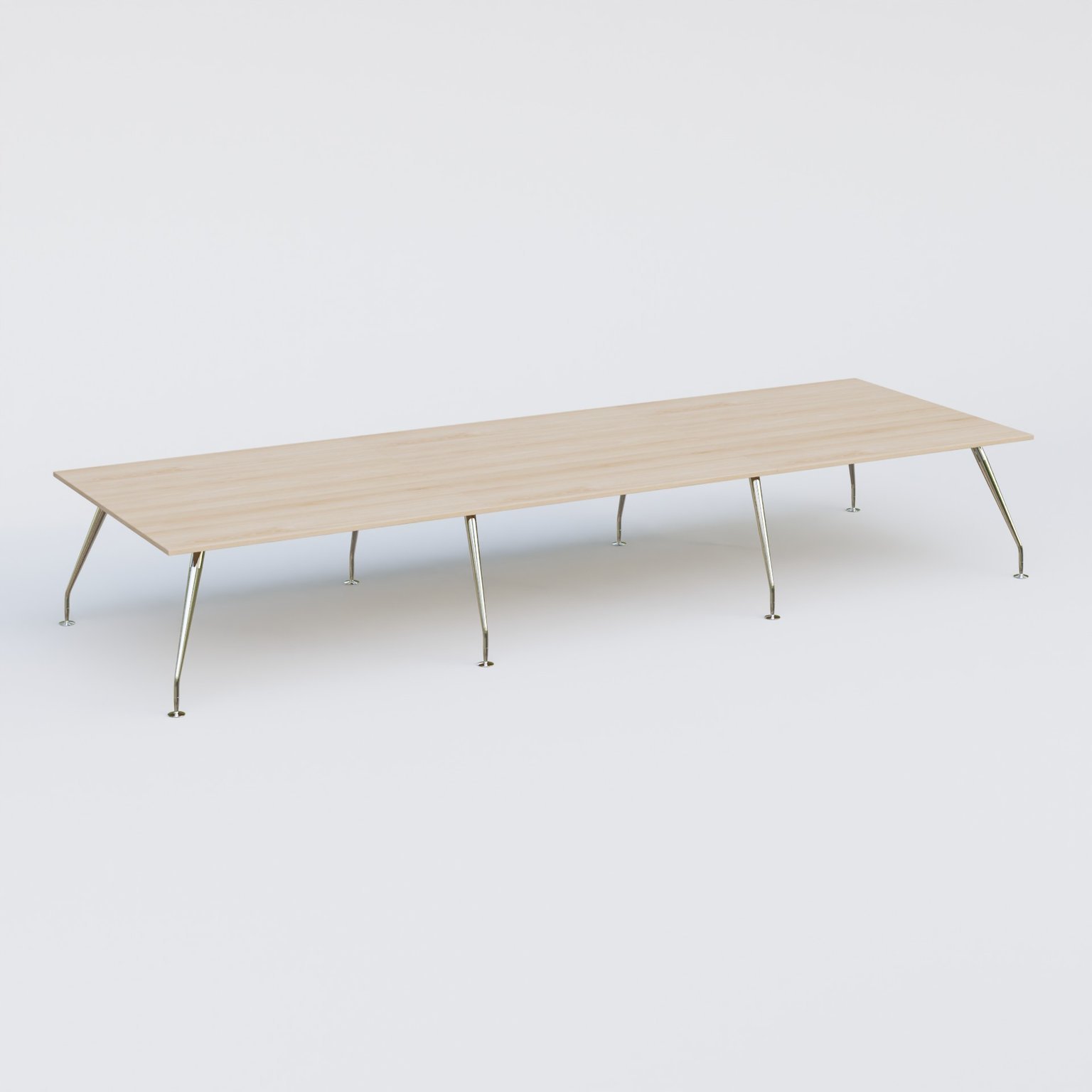 K5 table de reunion 480*165 cm. Plateau Hêtre et pietement Chrome avec base chromé.