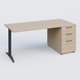 K2 Plateau droit 180x80 avec caisson porteur mélamine sous le plateau. Plateau , caisson Acacia et pietement Anthracite