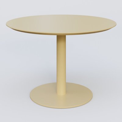 [Pas de famille] - [Pas de sous famille] - Table Basse Fashion Styl piètement colonne en métal et plateau bois. Plateau Jaune Cuivre (RAL 1002) et pietement Jaune Cuivre (RAL 1002).