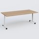 Table abattante gamme Design 200*100 cm. Plateau Noyer et pietement Blanc.