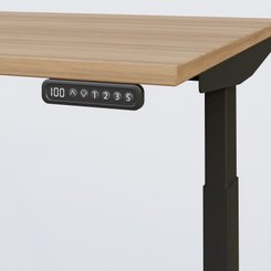 [Pas de famille] - [Pas de sous famille] - Poste solo 140*80 réglable en hauteur éléctriquement de 65-130 cm gamme KPro3. Plateau Noyer et pietement Noir.
