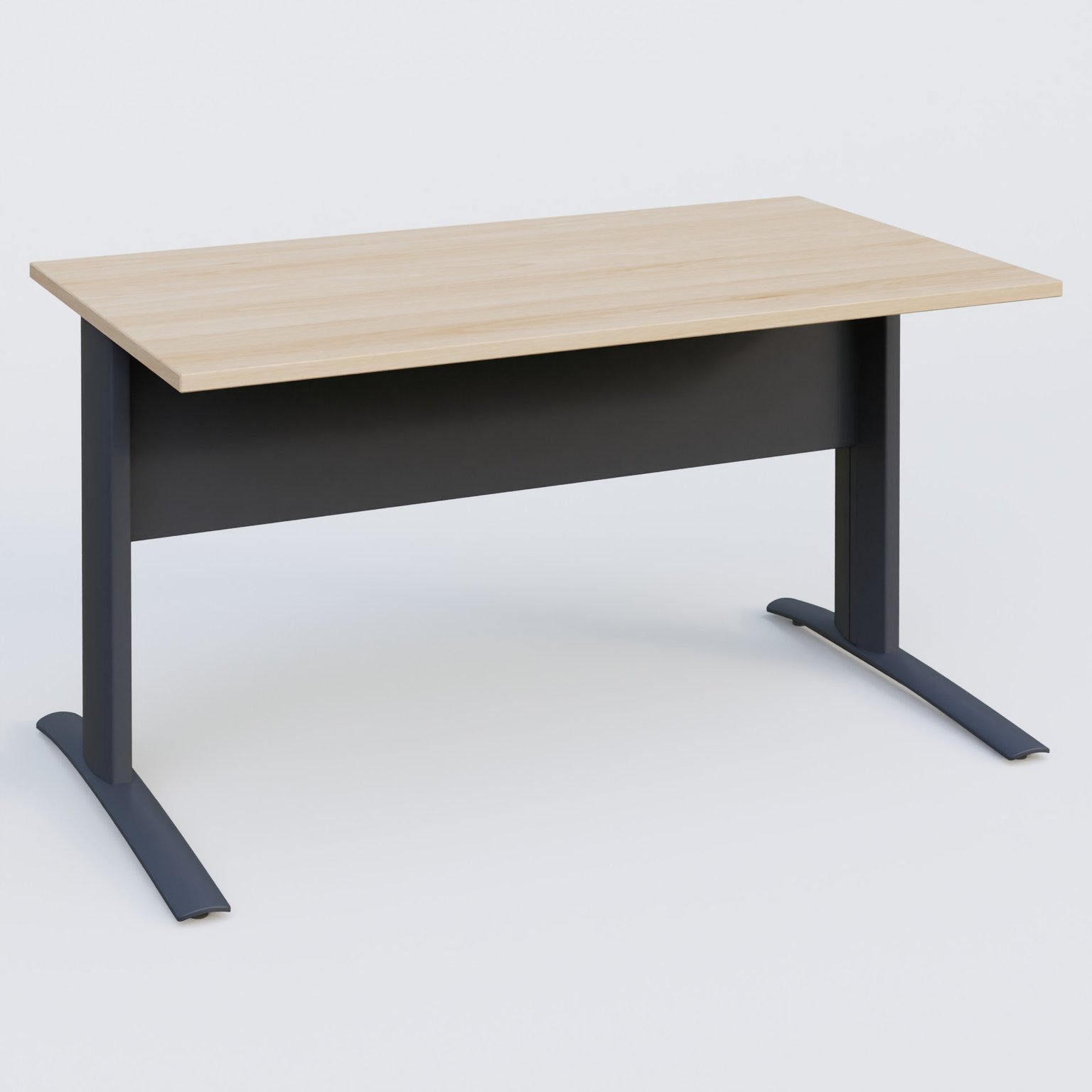 K1 Plateau droit 140x80 avec voile de fond métal. Plateau Hêtre et pietement Anthracite