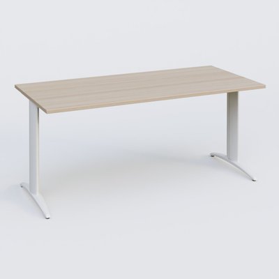 Gamme K2 - Plans droits - Plan droit, pieds fixes, 160x70cm, plateau acacia, structure blanc