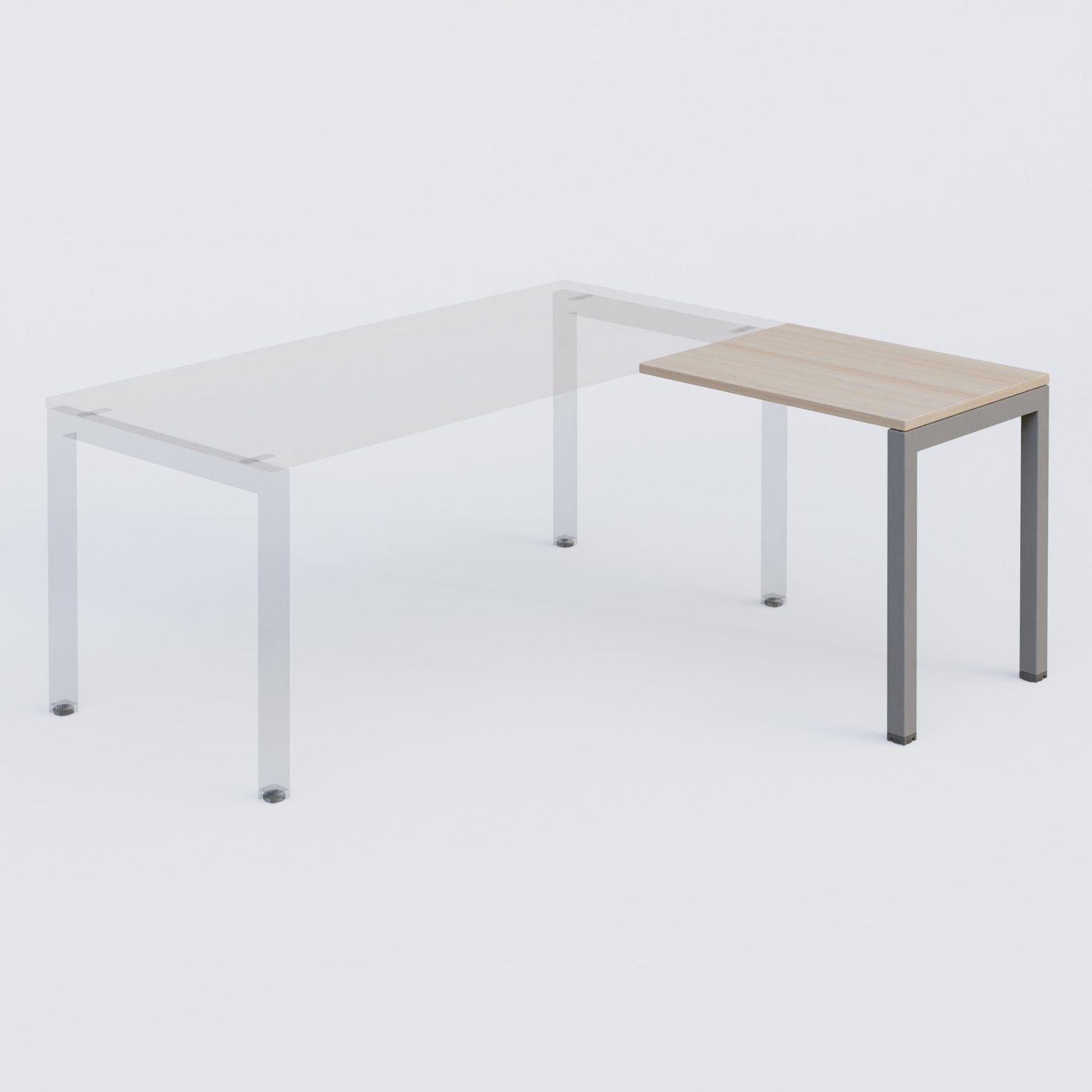 Retour direct 80x60cm sur pied, plateau acacia, structure aluminium