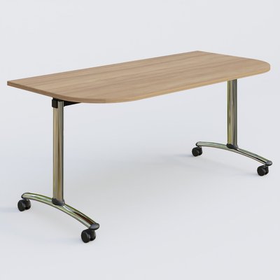 [Pas de famille] - [Pas de sous famille] - Module d'extrémité pour table abattante gamme Arca 165-80 cm. Plateau Noyer et pietement Chrome.