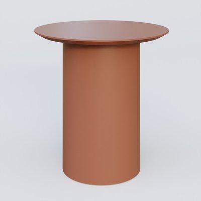 [Pas de famille] - [Pas de sous famille] - Table Basse Fashion Styl piètement colonne en métal D-26cm et plateau bois. Plateau Brun cuivré (RAL 8004) et pietement Brun cuivré (RAL 8004).