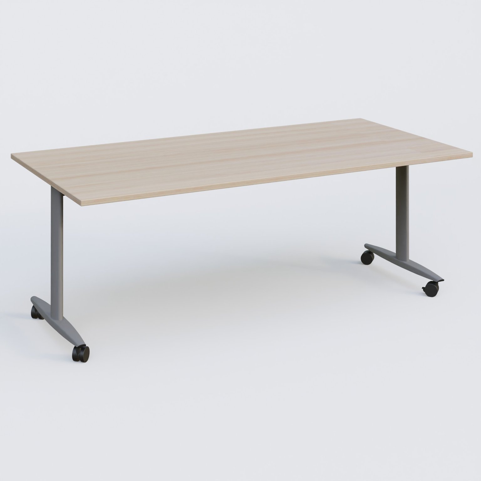 Table abattante gamme Design 200*100 cm. Plateau Acacia et pietement Aluminium.