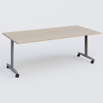 TABLES ABATTANTES - New Design - Table abattante gamme Design 200*100 cm. Plateau Acacia et pietement Aluminium.