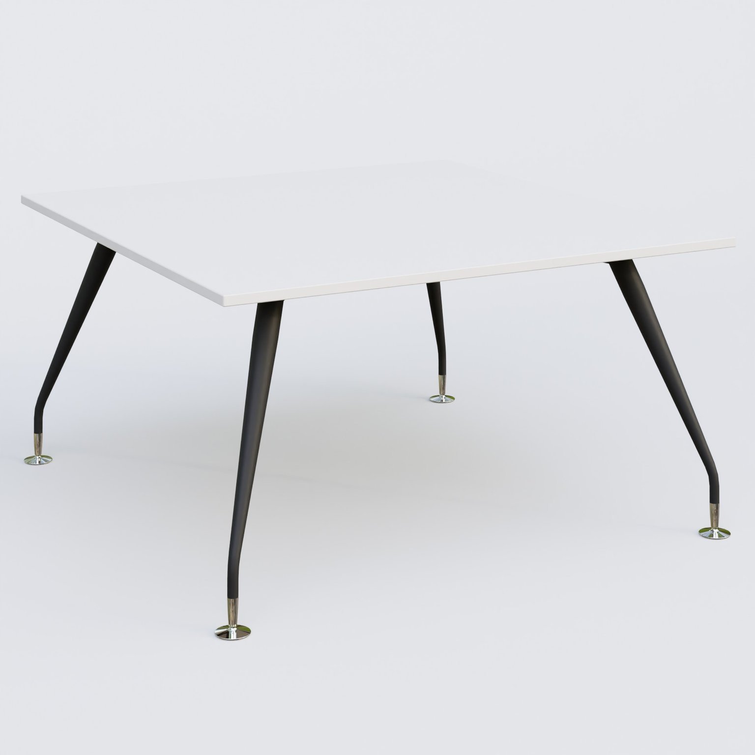 K5 plan droit 140*145 cm. Plateau Blanc et pietement Noir Mat avec base chromé.