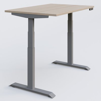 [Pas de famille] - [Pas de sous famille] - Poste solo 180*80 réglable en hauteur éléctriquement de 65-130 cm gamme KPro3. Plateau Acacia et pietement Aluminium.