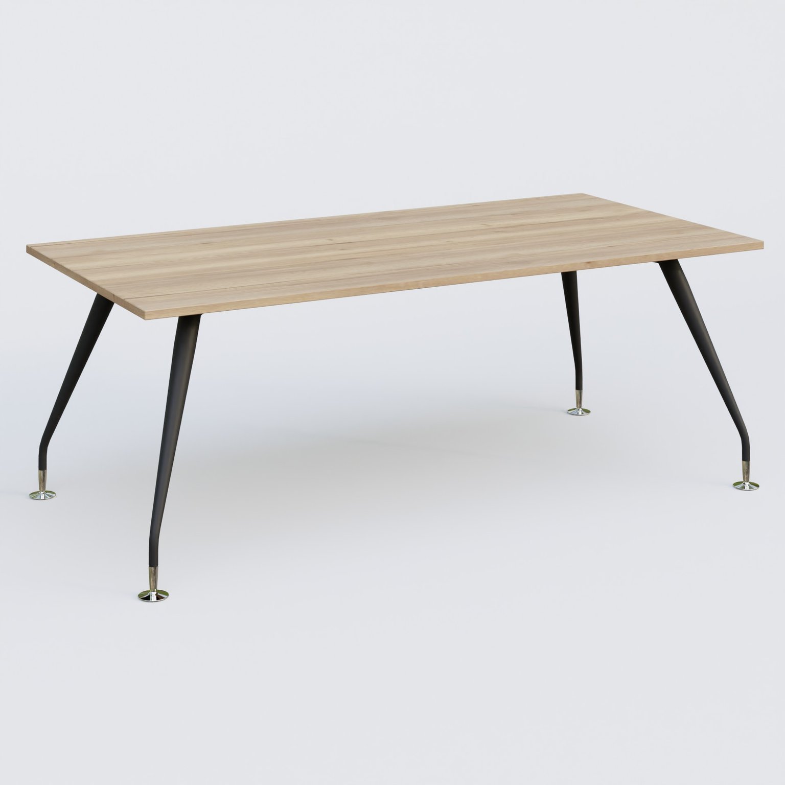 K5 plan droit 200*100 cm. Plateau Chêne naturel et pietement Noir Mat avec base chromé.