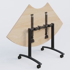[Pas de famille] - [Pas de sous famille] - Module 1/4 de couronne pour table abattante gamme Arca 120-120 cm. Plateau Hêtre et pietement Noir.
