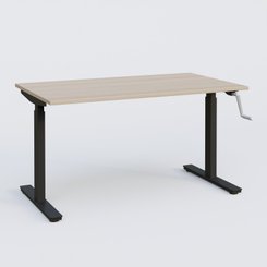 [Pas de famille] - [Pas de sous famille] - Poste solo 120*80 réglable en hauteur manuel 70-116 cm gamme KPro1. Plateau Acacia et pietement Noir.