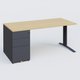 K1 Plateau droit 180x80 avec caisson métal porteur sous plateau à gauche. Plateau Chêne clair et pietement Anthracite
