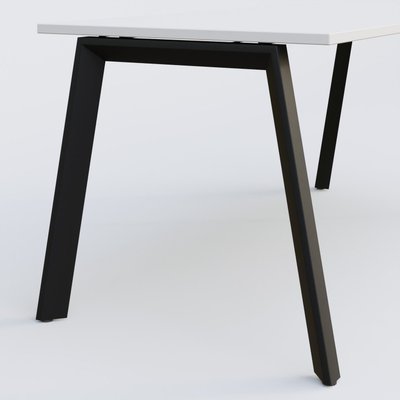 [Pas de famille] - [Pas de sous famille] - K8 plan droit 140*80 sur pieds fixe. Plateau Blanc et pietement Noir Grainé