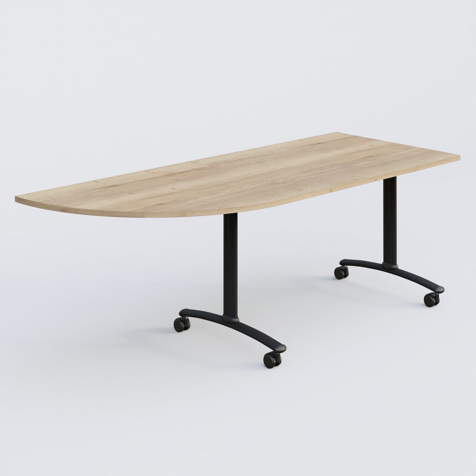 Module d'angle 90° Gauche gamme Arca 200-80 cm. Plateau Chêne naturel et pietement Noir.