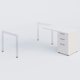 Retour direct 100x60cm sur caisson mélamine HB P.60cm 3 tiroirs, plateau blanc, structure aluminium