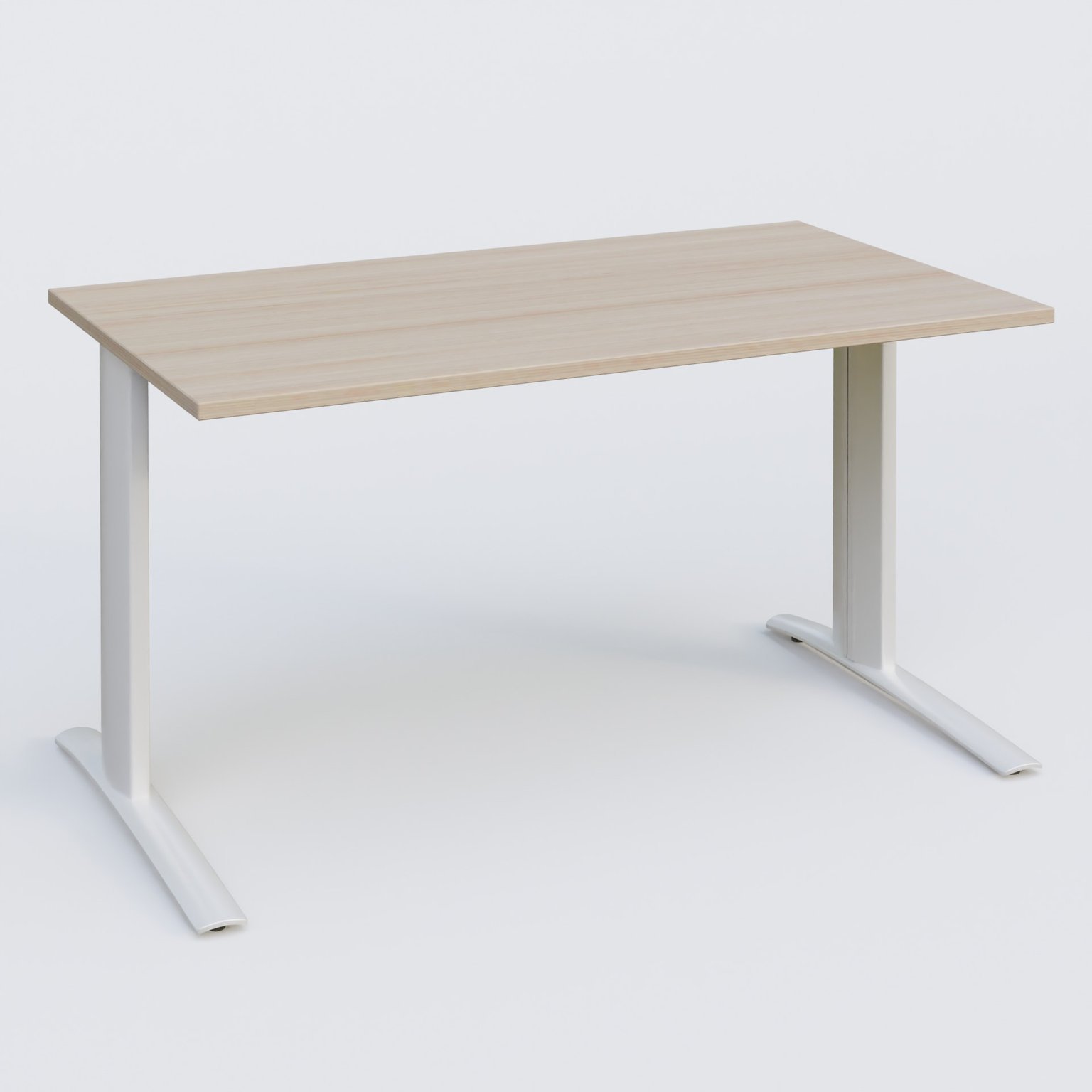 K1 Plateau droit 120x80 pieds fixe. Plateau Acacia et pietement Blanc