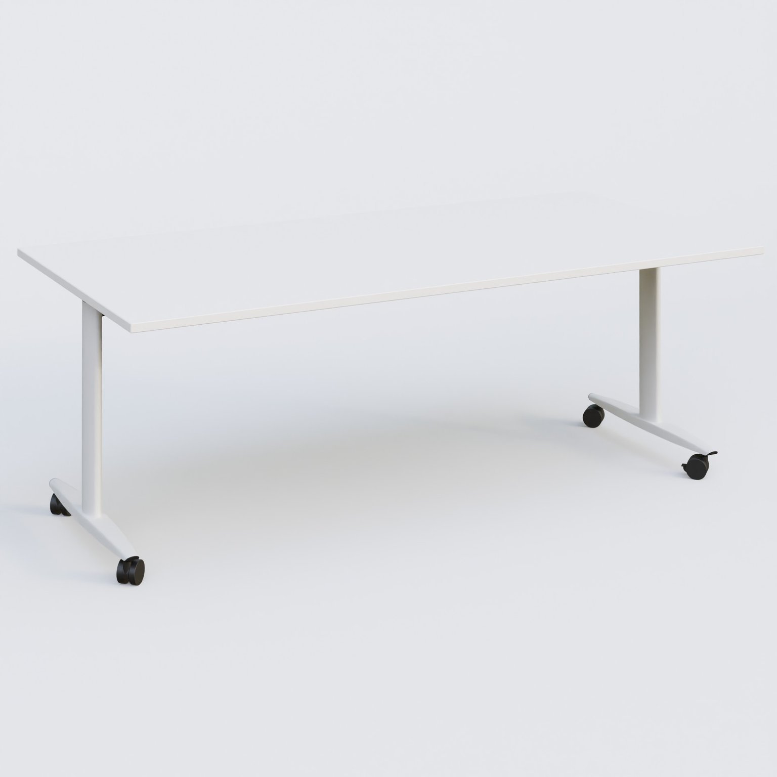 Table abattante gamme Design 200*100 cm. Plateau Blanc et pietement Blanc.