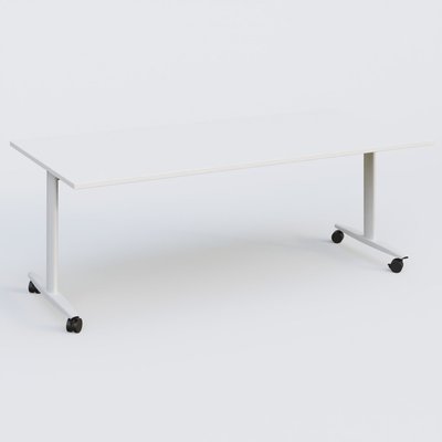 TABLES ABATTANTES - New Design - Table abattante gamme Design 200*100 cm. Plateau Blanc et pietement Blanc.