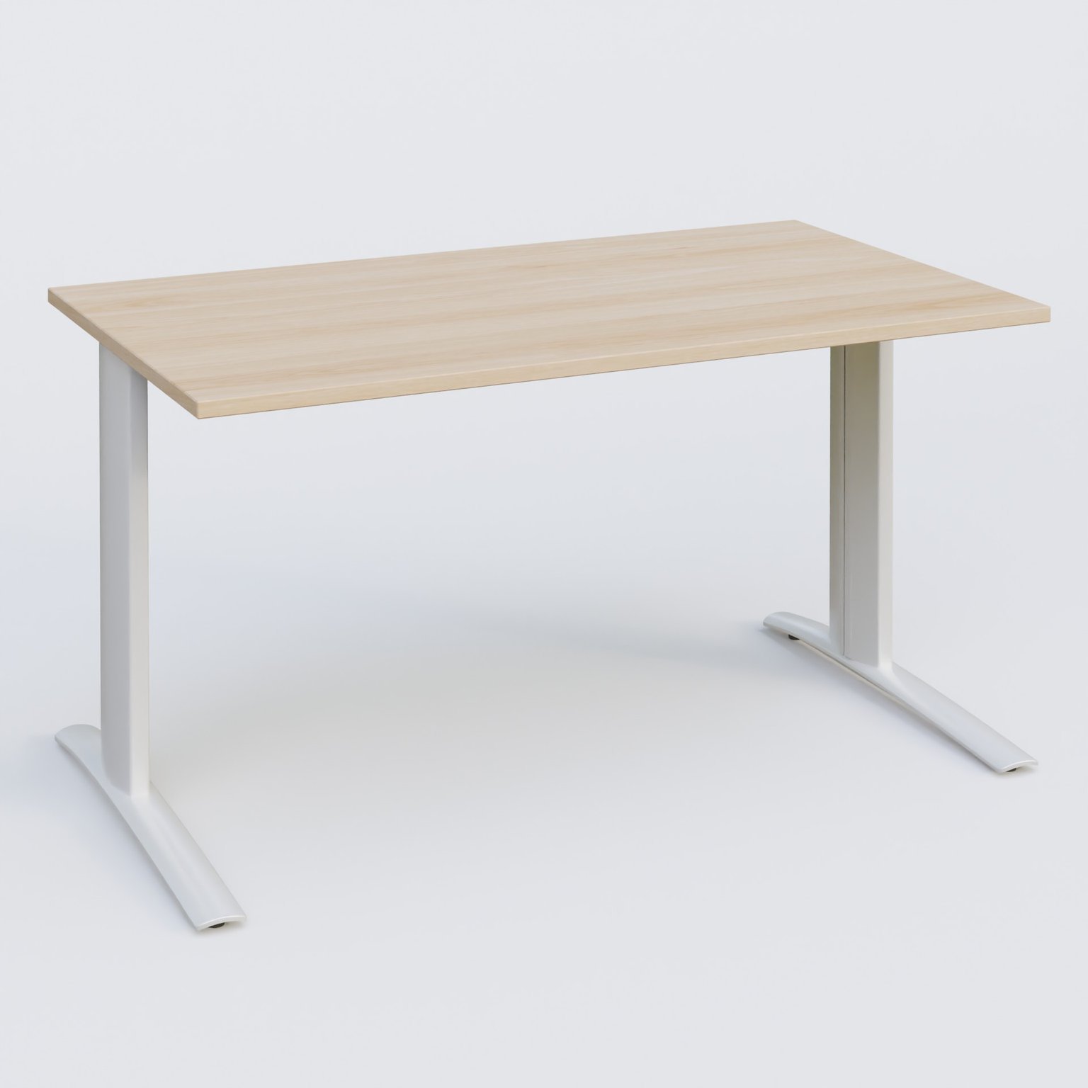 K1 Plateau droit 120x80 pieds fixe. Plateau Hêtre et pietement Blanc
