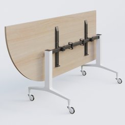 [Pas de famille] - [Pas de sous famille] - Module d'angle à 90° intégré coté gauche de la gamme LEM 200-110 cm. Plateau Acacia et pietement Blanc.
