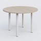Table ronde diametre 120 cm avec quatres pieds fixes. Plateau Acacia et pietement Blanc