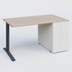 K1 Plateau droit 140x80 avec tour de rangement sous plateau à droite. Plateau Acacia et pietement Anthracite