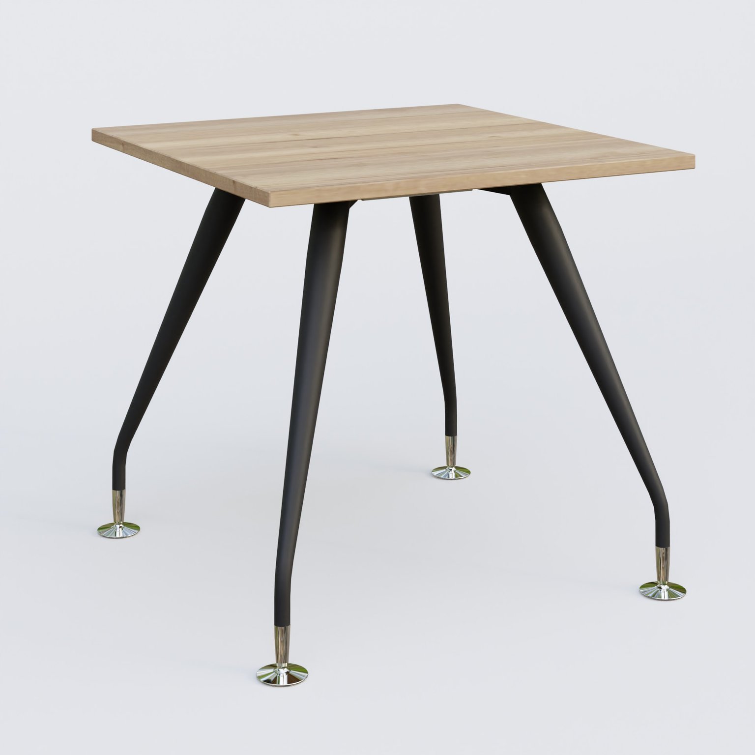 K5 plan droit 80*80 cm. Plateau Chêne naturel et pietement Noir Mat avec base chromé.