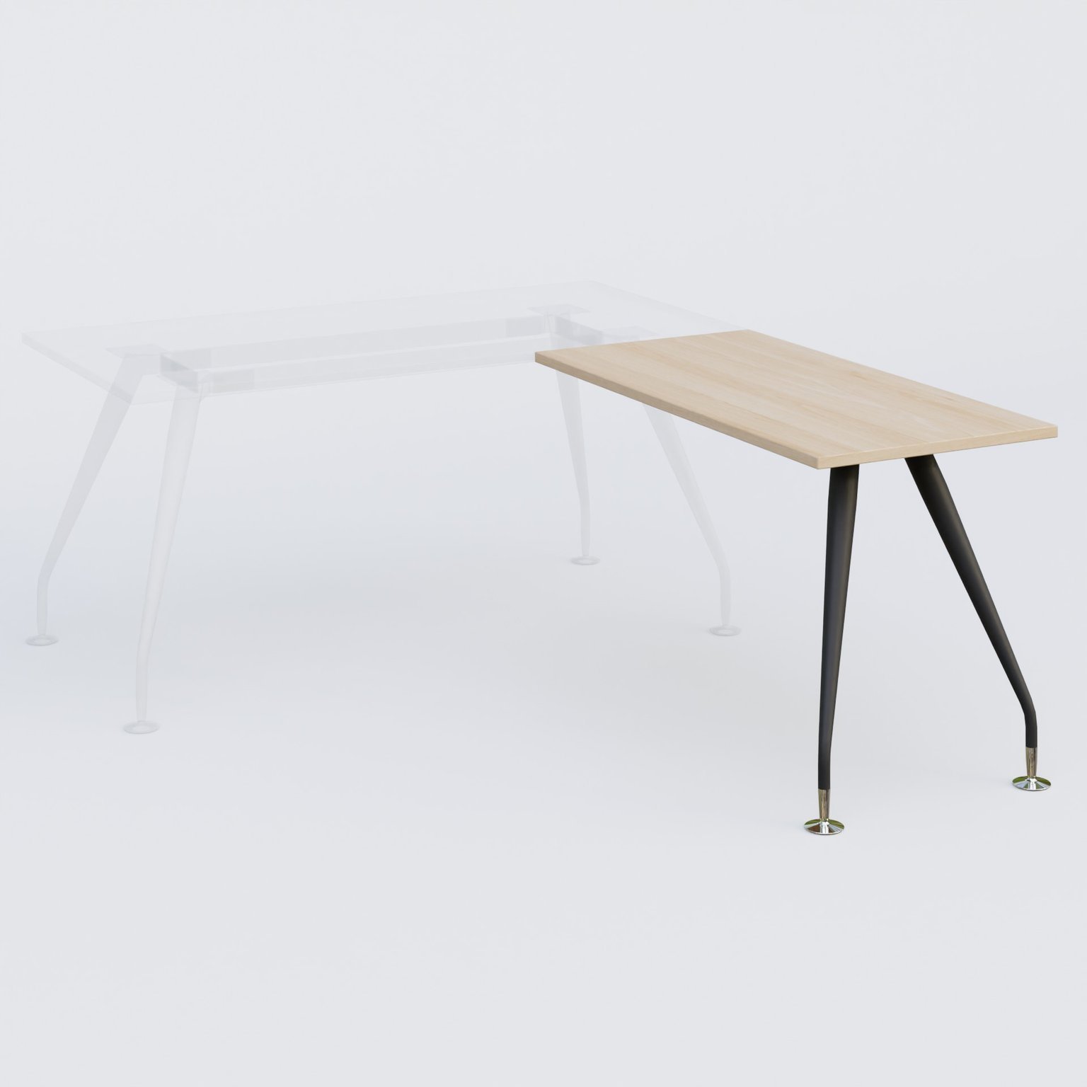 K5 retour sur pied 120*60 cm. Plateau Hêtre et pietement Noir Mat avec base chromé.