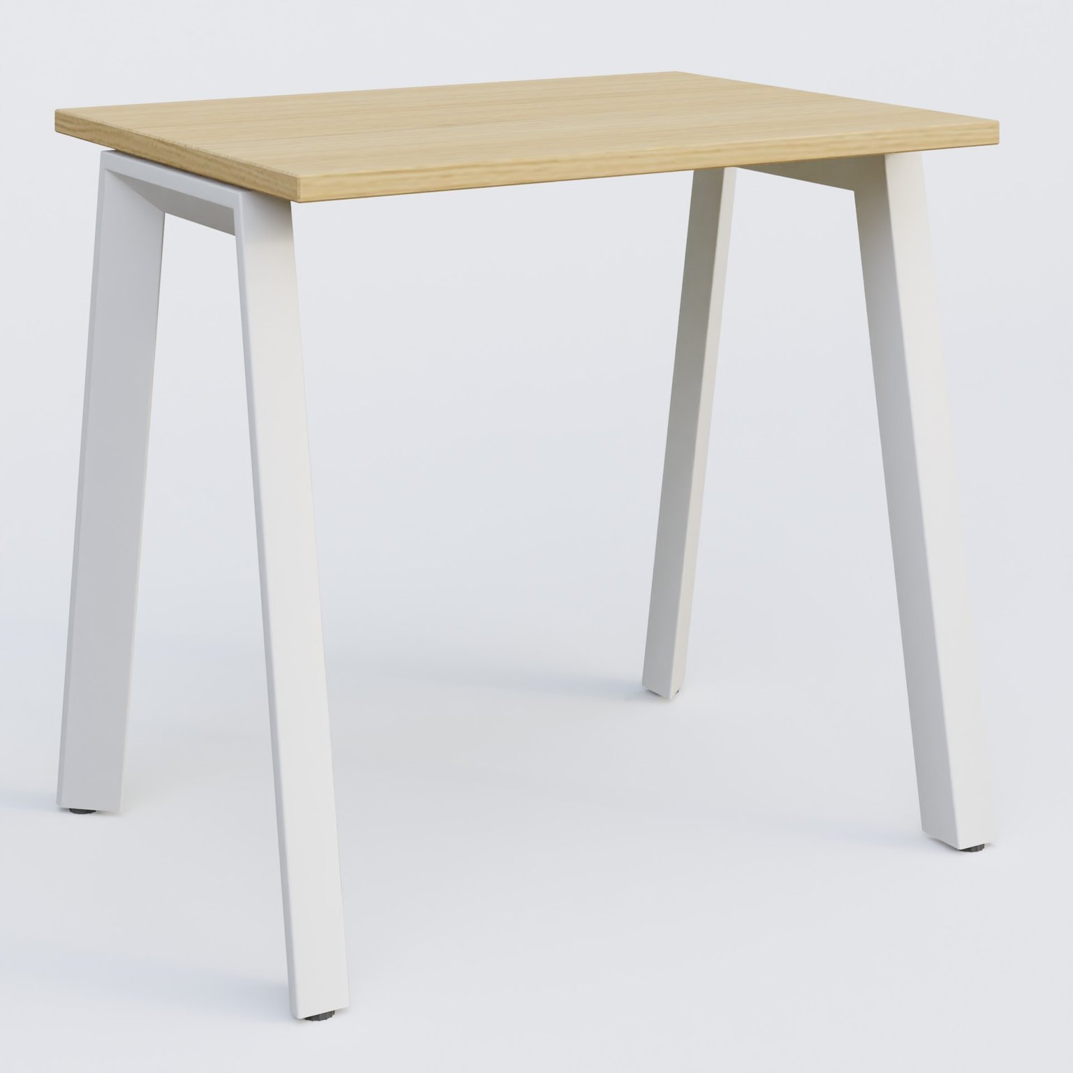 K8 plan droit 80*60 sur pieds fixe. Plateau Chêne clair et pietement Blanc