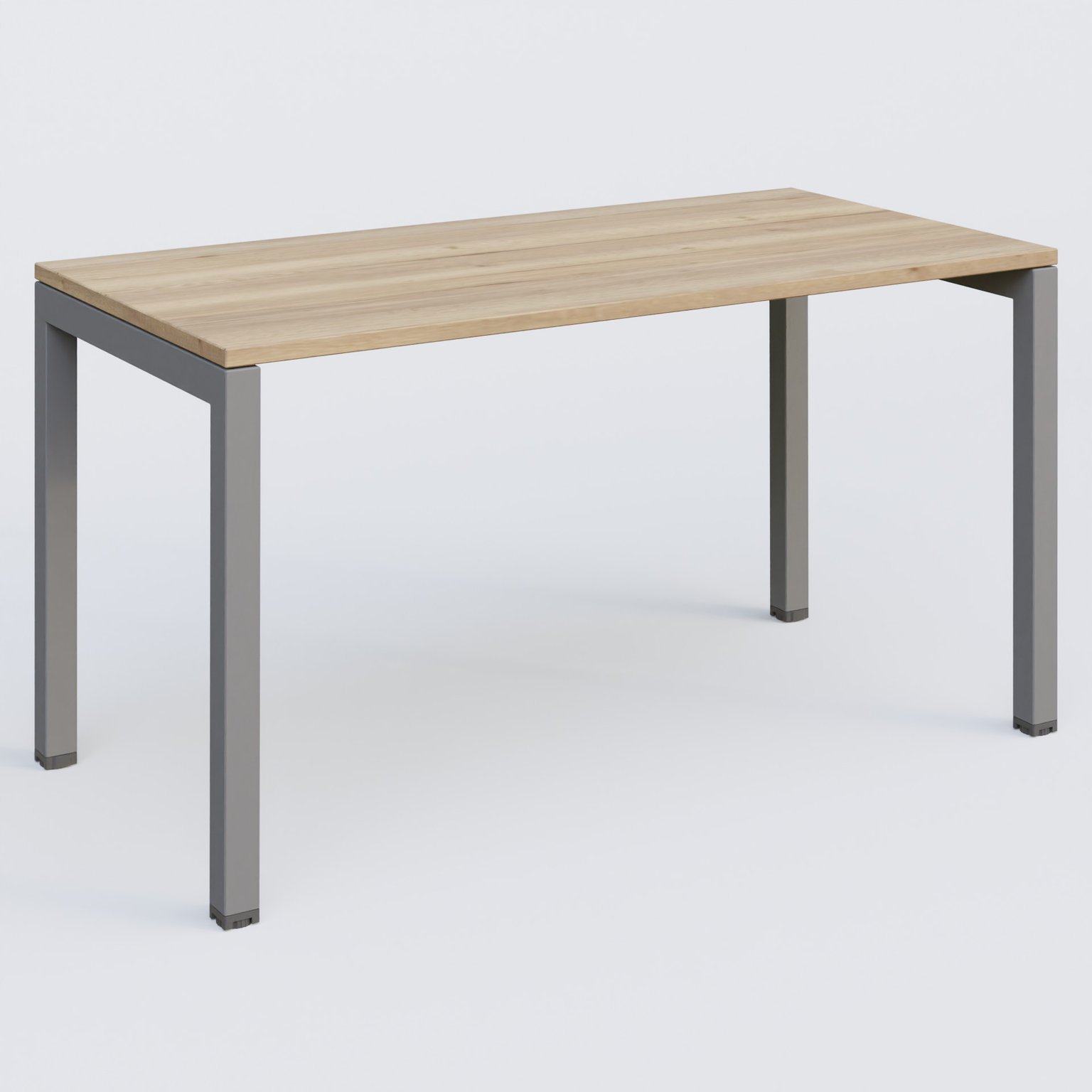K3 Plateau droit 140x70 pieds fixe. Plateau Chêne naturel et pietement Aluminium.