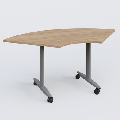 [Pas de famille] - [Pas de sous famille] - Module 1/4 de couronne pour table abattante gamme Design 120*120 cm. Plateau Noyer et pietement Aluminium.