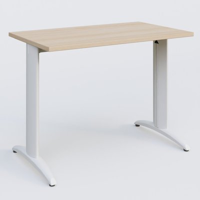 Gamme K2 - Plans droits - K2 Plateau droit 100x60 pieds fixe. Plateau Hêtre et pietement Blanc.
