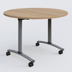 [Pas de famille] - [Pas de sous famille] - Table ronde gamme Arca D110 cm. Plateau Noyer et pietement Aluminium.