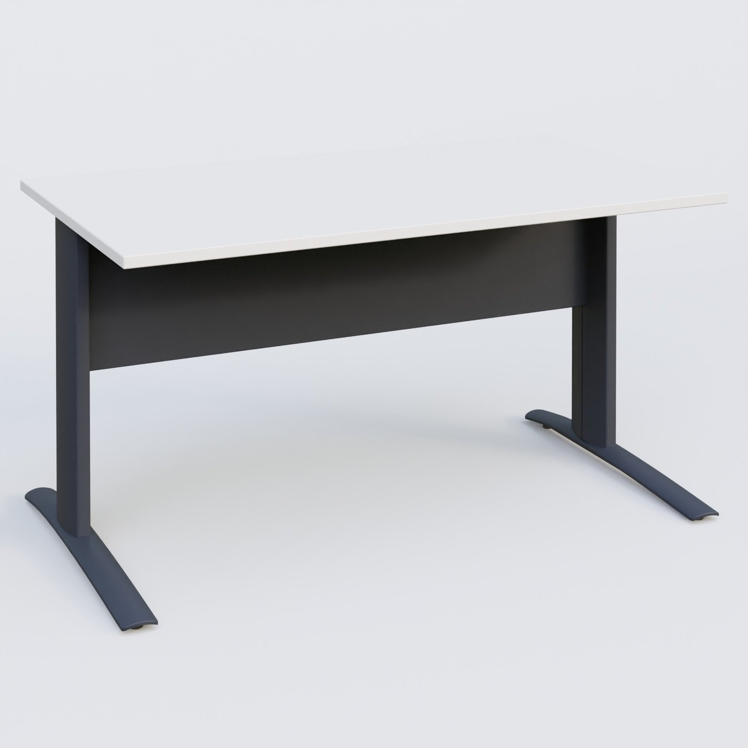 K1 Plateau droit 140x80 avec voile de fond métal. Plateau Blanc et pietement Anthracite