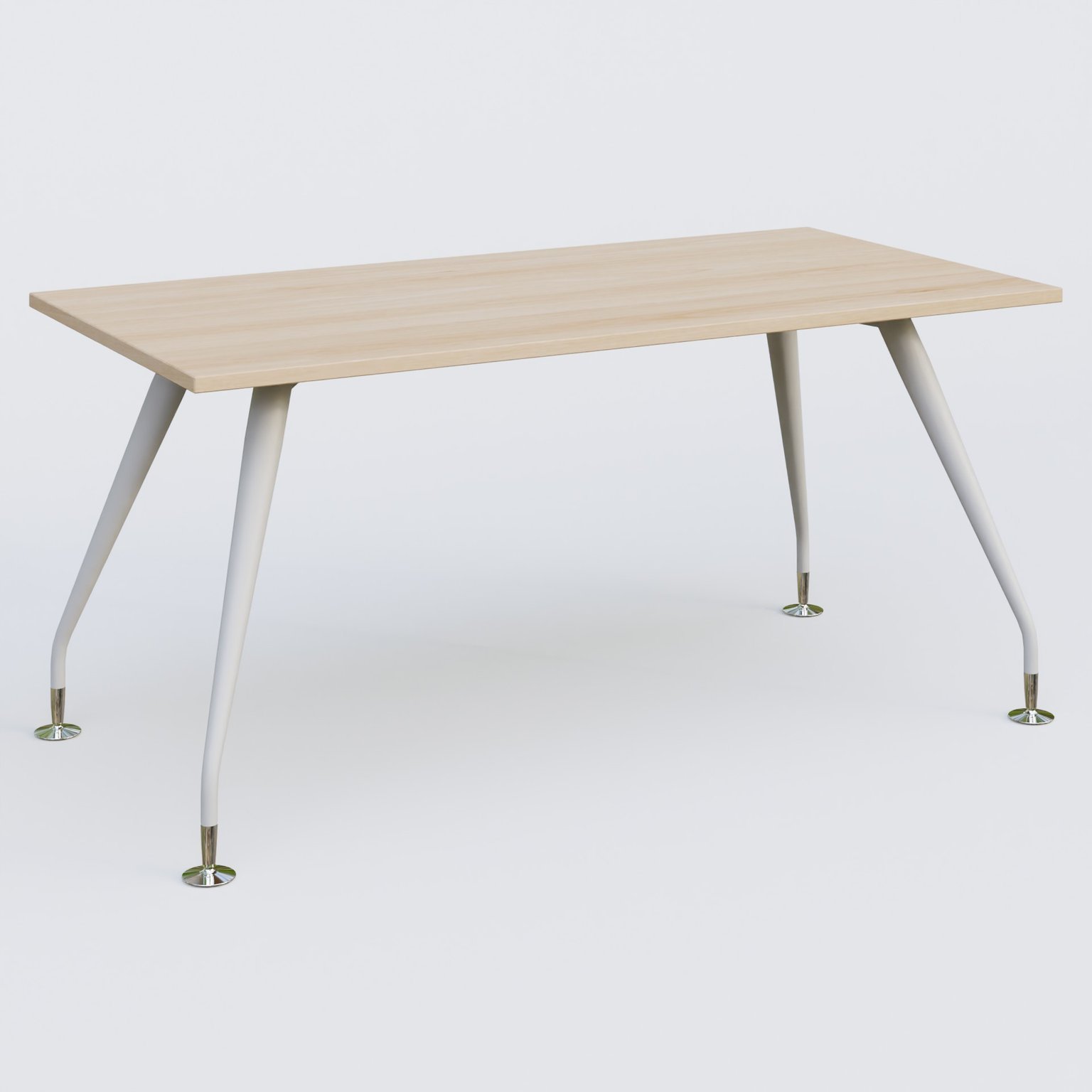 K5 plan droit 160*80 cm. Plateau Hêtre et pietement Blanc avec base chromé.