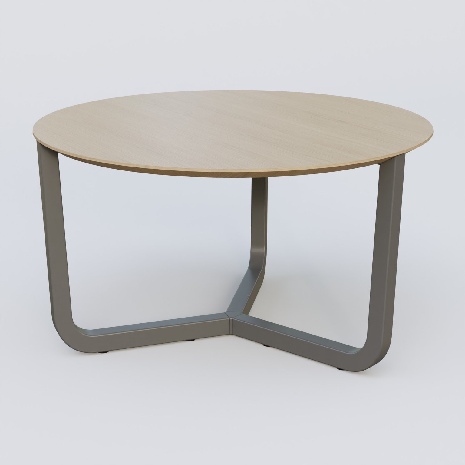 Table Basse Fashion Styl piètement tryptique en métal et plateau bois. Plateau Chêne et pietement Carbon Grey.