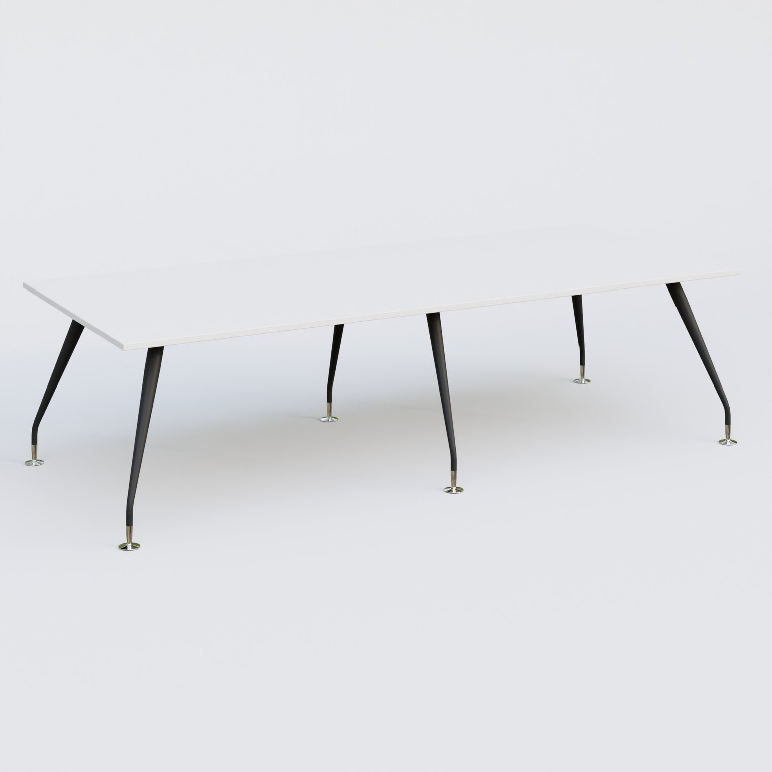 K5 table bench 280*120 cm. Plateau Blanc et pietement Noir Mat avec base chromé.