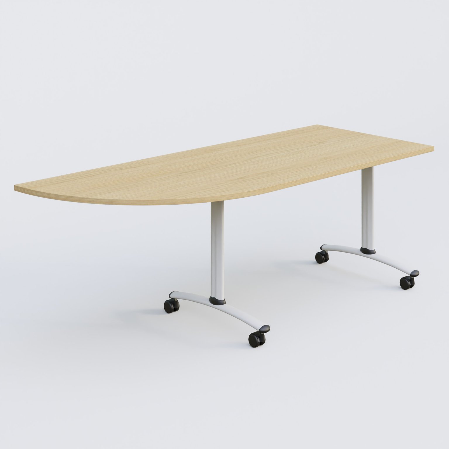 Module d'angle 90° Gauche gamme Arca 200-80 cm. Plateau Chêne clair et pietement Blanc.