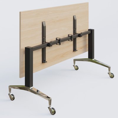 [Pas de famille] - [Pas de sous famille] - Module droit de la gamme LEM 180-80 cm. Plateau Hêtre et pietement Noir/Chrome.