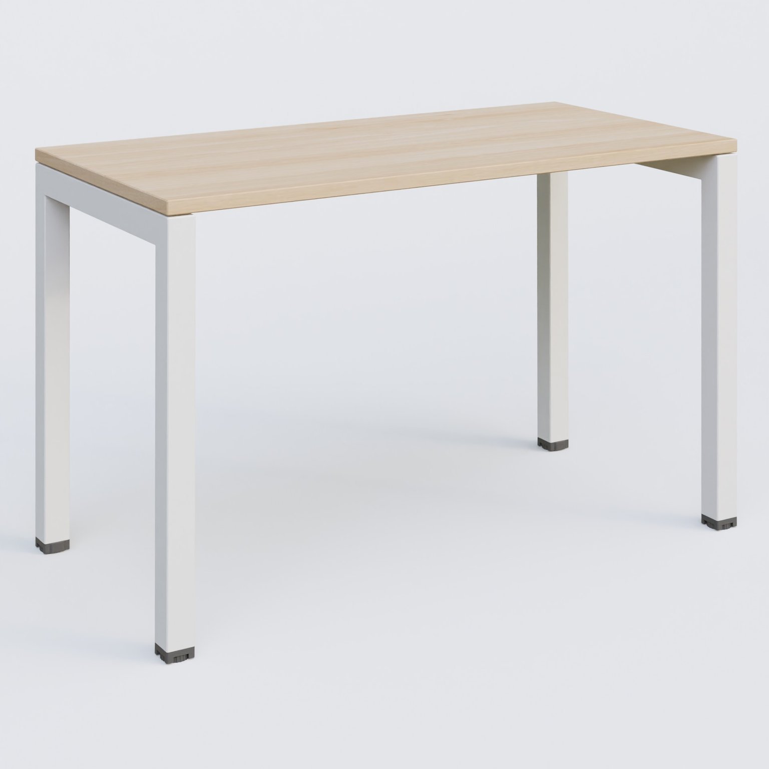 K3 Plateau droit 120x60 pieds fixe. Plateau Hêtre et pietement Blanc.