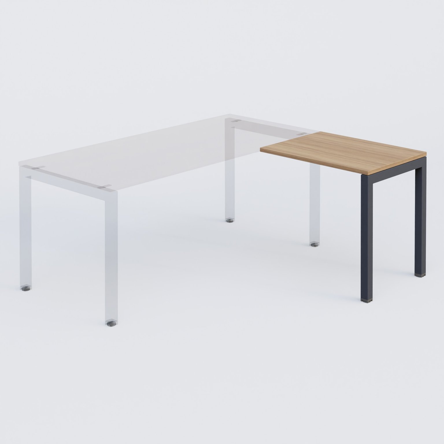 K3 retour direct 80x60cm sur pieds P.60cm. Plateau Noyer et pietement Anthracite