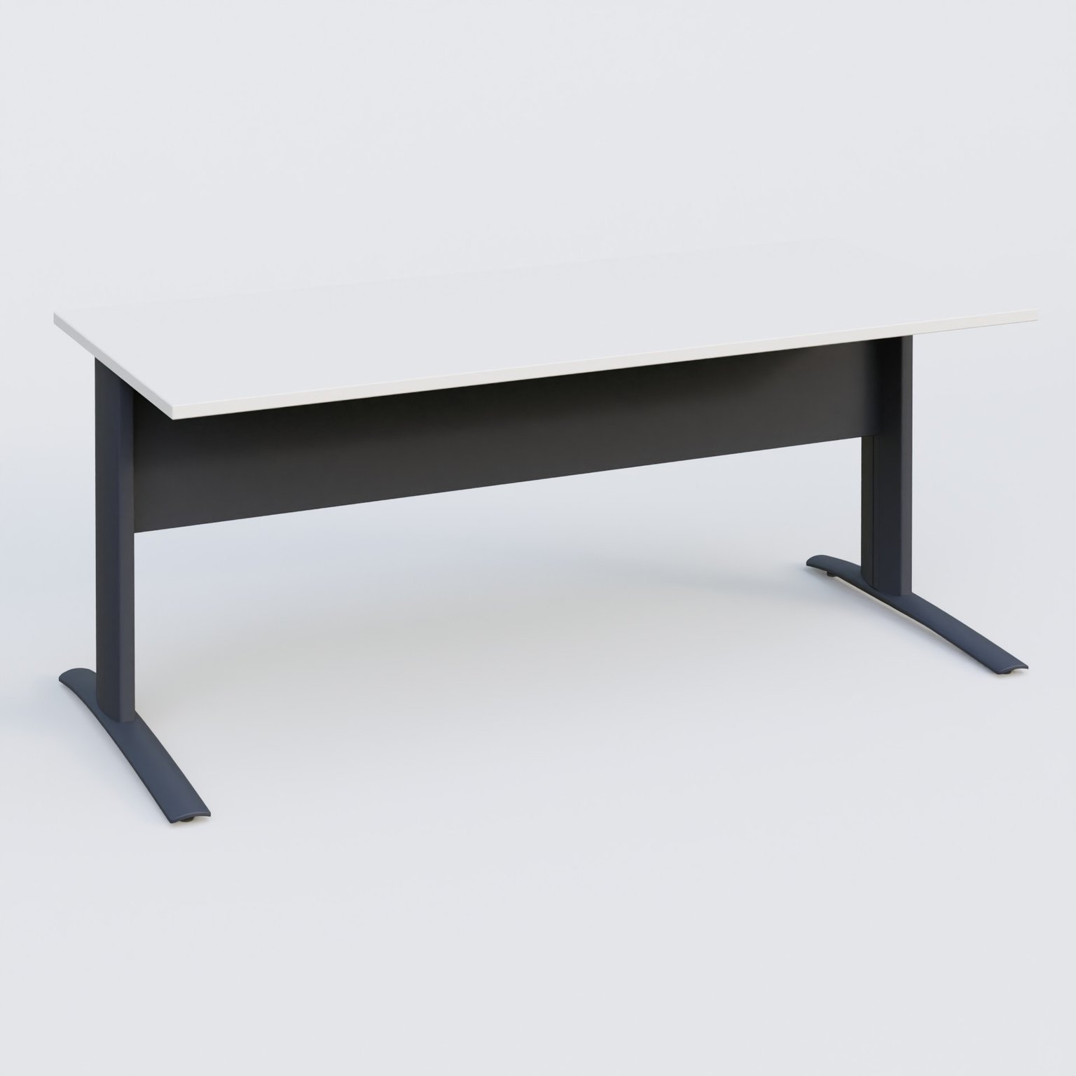 K1 Plateau droit 180x80 avec voile de fond métal. Plateau Blanc et pietement Anthracite