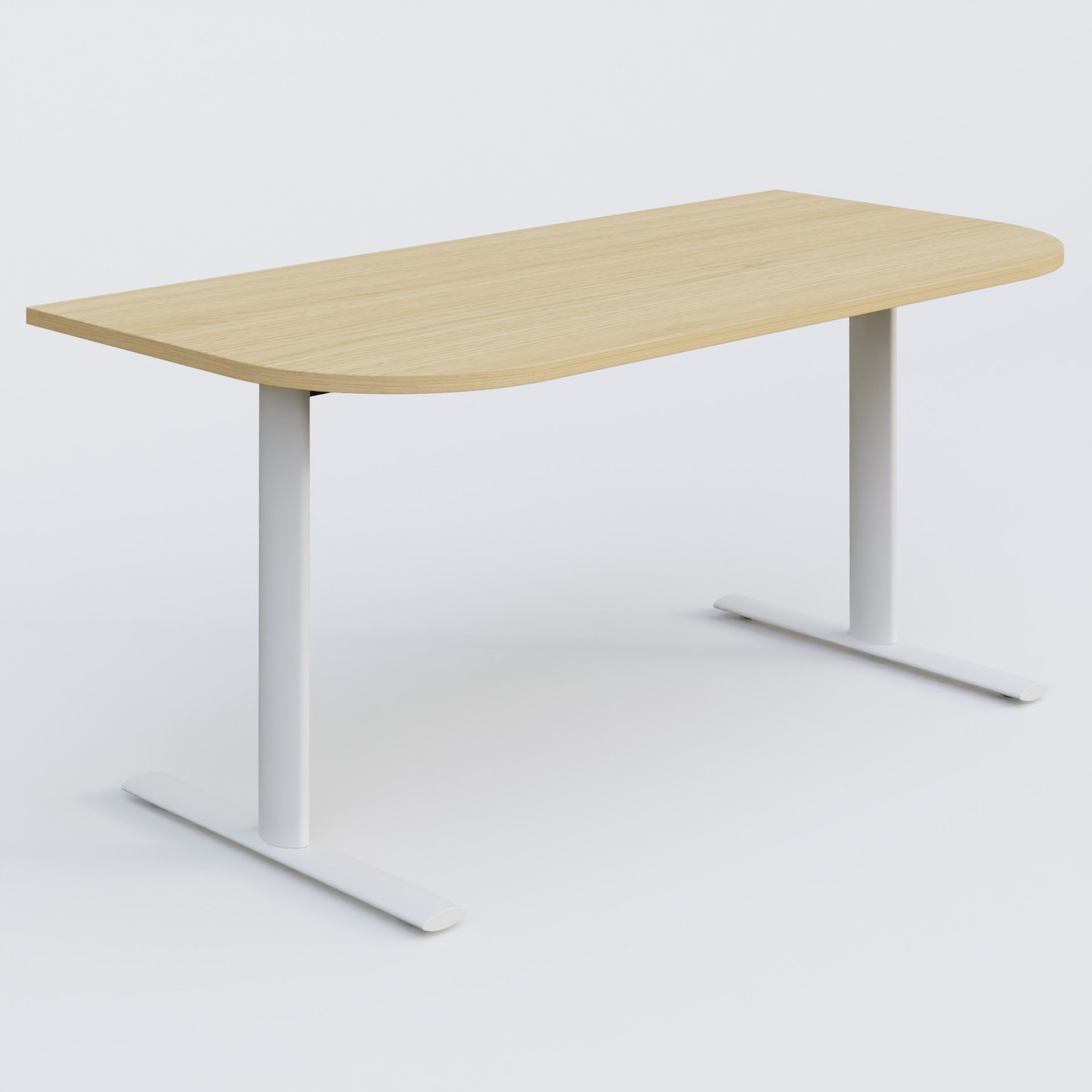 Module d'extrémité gamme Pure 165-80 cm. Plateau Chêne clair et pietement Blanc.