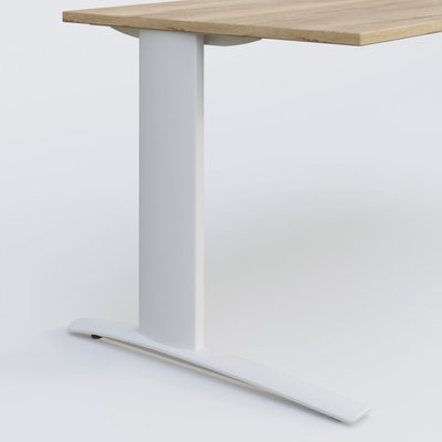 [Pas de famille] - [Pas de sous famille] - K1 Plateau droit 100x60 pieds fixe. Plateau Chêne naturel et pietement Blanc